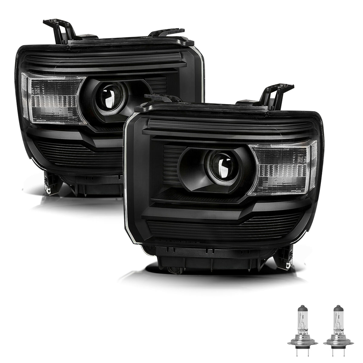 VehicleAid Projector Headlights For 2015-2019 GMC Sierra 3500HD