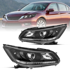 VehicleAid Headlights For 2013-2015 Honda Accord w/LED DRL