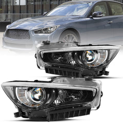 VehicleAid Full LED Headlights For 2014-2022 Infiniti Q50 w/o AFS