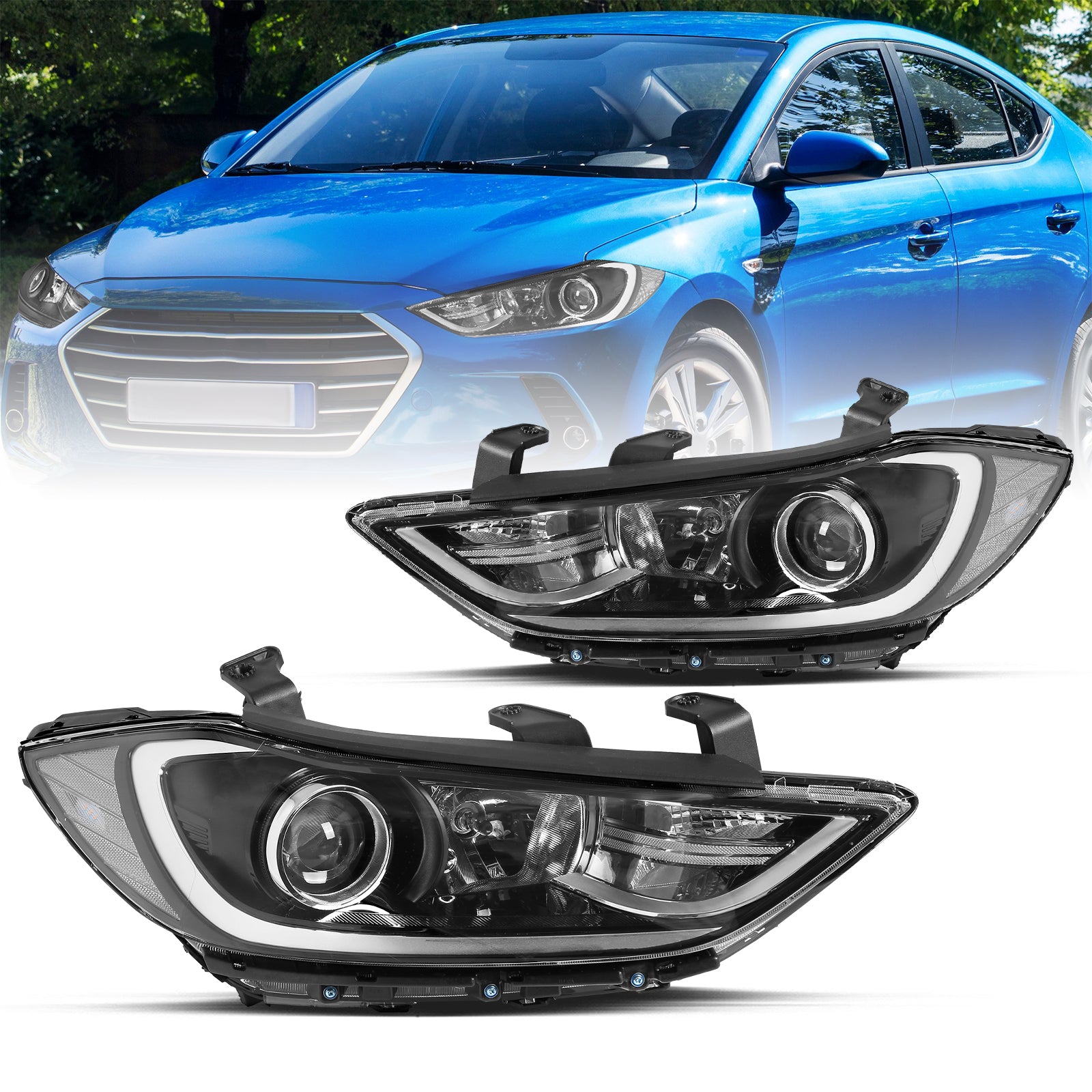 VehicleAid Headlights For 2017-2018 Hyundai Elantra