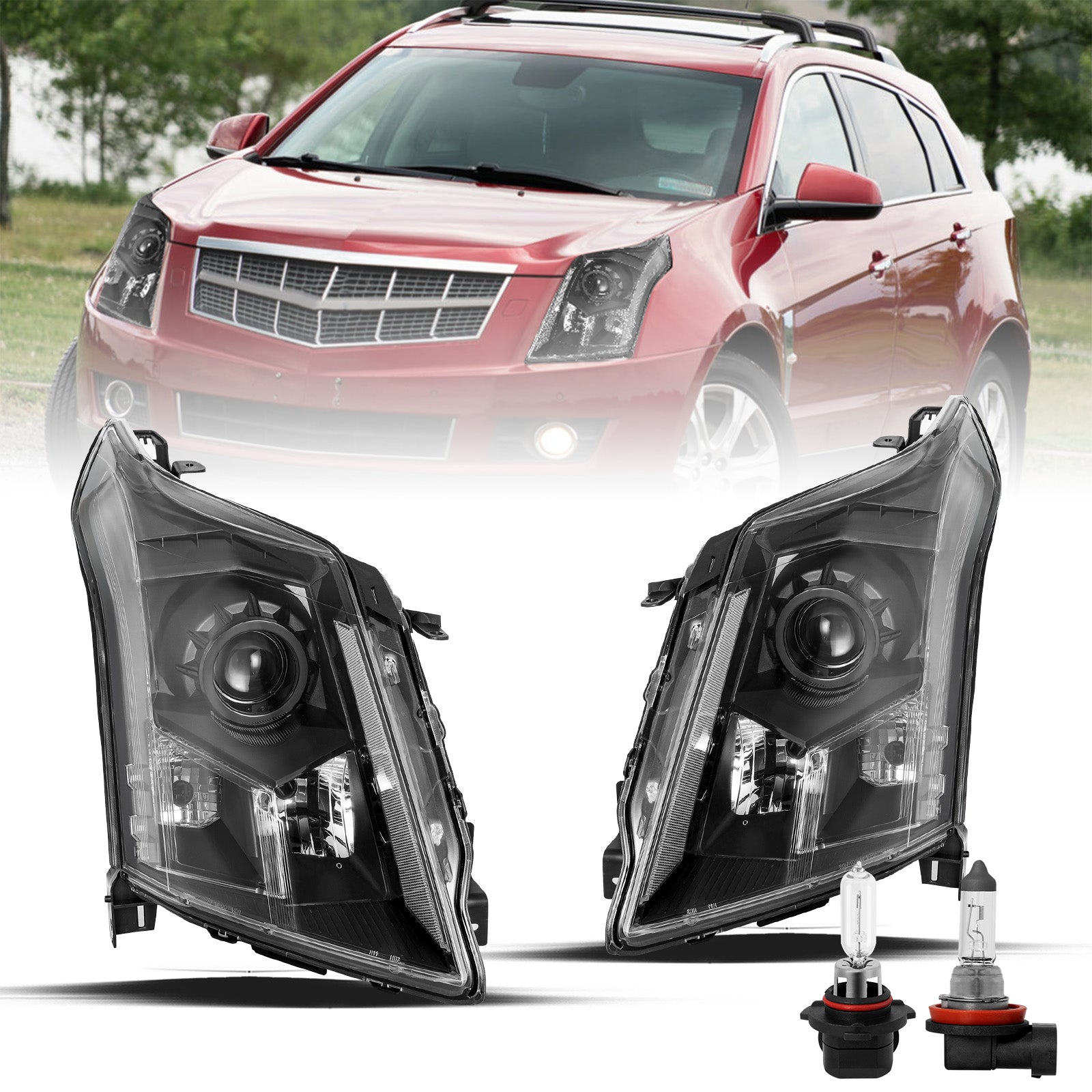 VehicleAid Headlights For 2010-2016 Cadillac SRX