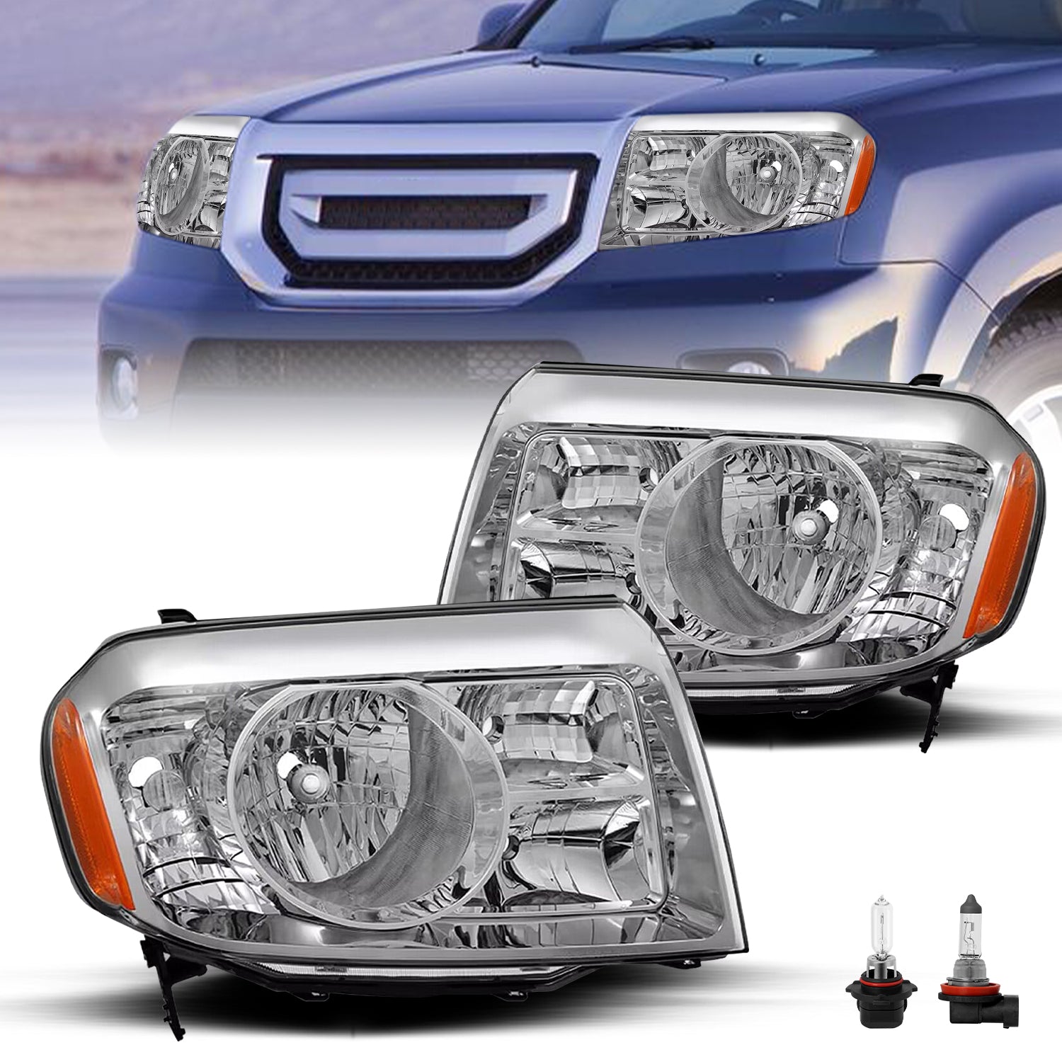 VehicleAid Headlights For 2009-2011 Honda Pilot