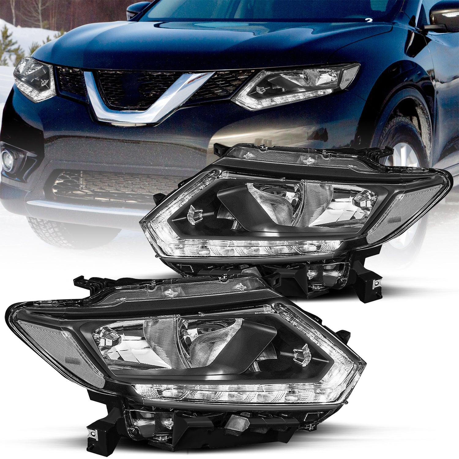 VehicleAid Headlights For 2014-2016 Nissan Rogue