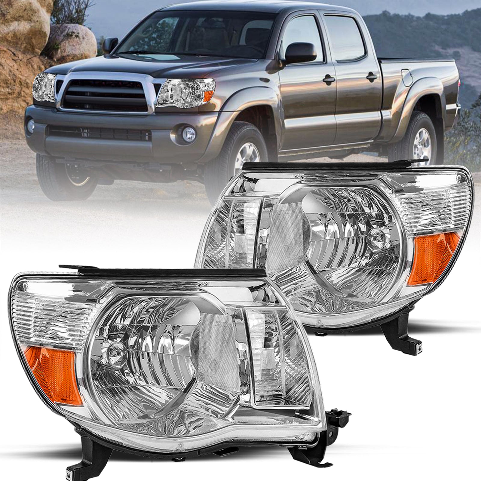 VehicleAid Headlights For 2005-2011 Toyota Tacoma