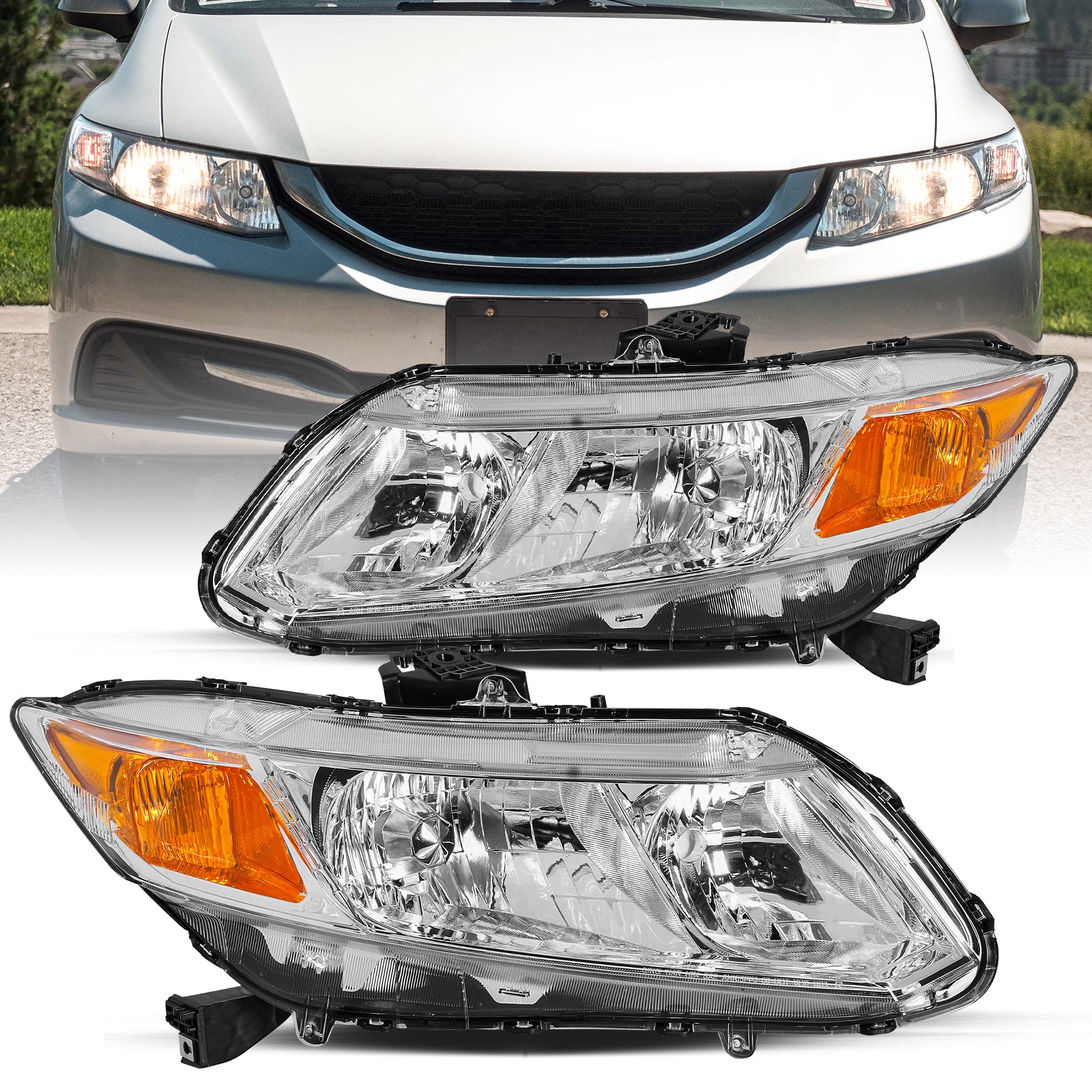 VehicleAid Headlights For 2012-2015 Honda Civic