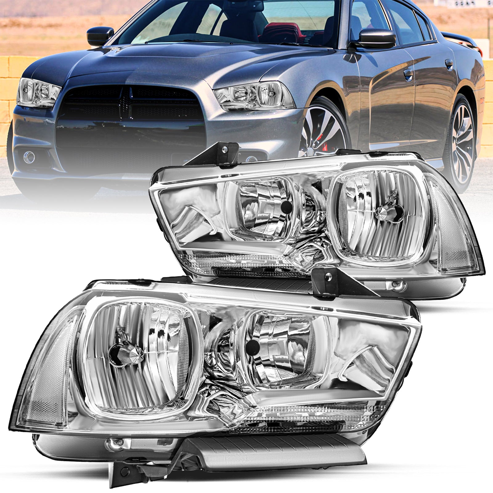 VehicleAid Headlights For 2011-2014 Dodge Charger