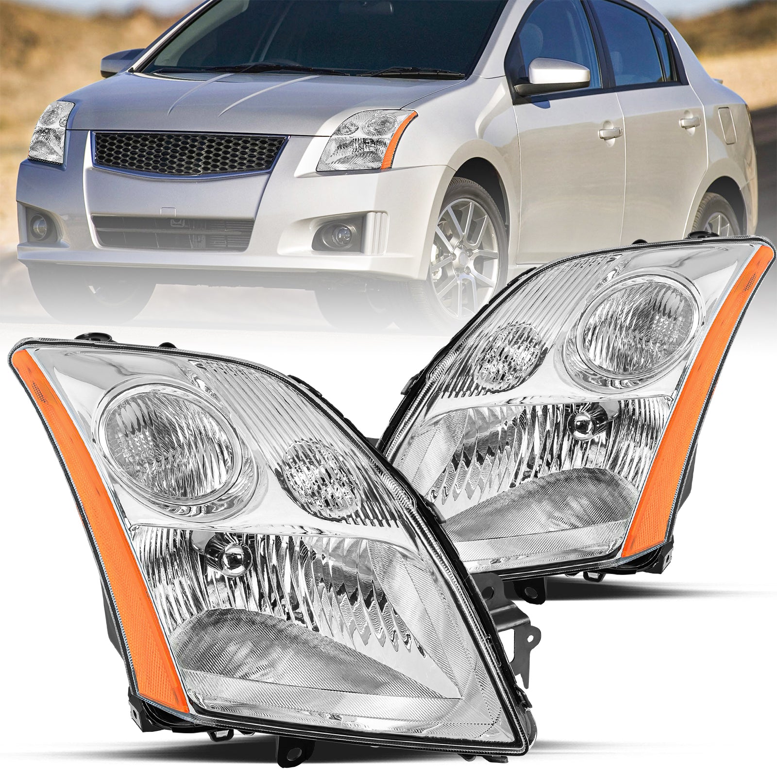 VehicleAid Headlights For 2007-2009 Nissan Sentra