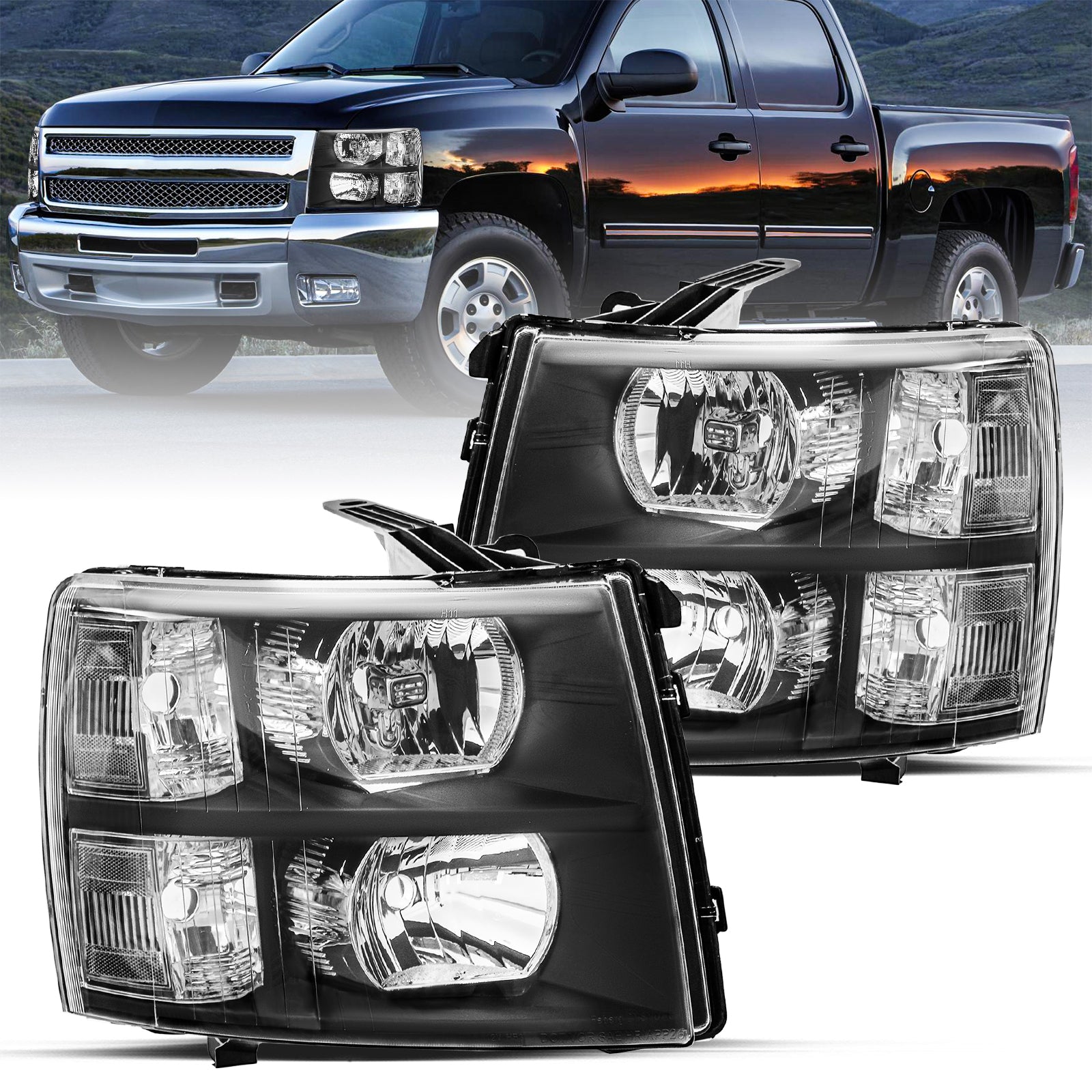 VehicleAid Headlights For 2012-2013 Chevy Silverado 3500