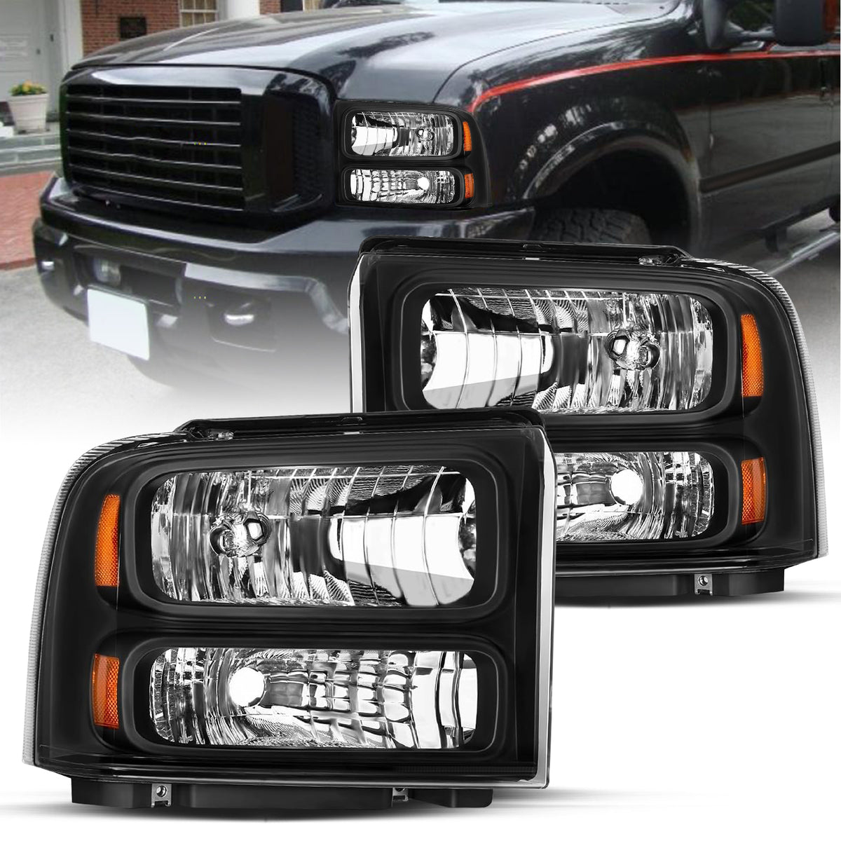 VehicleAid Headlights For 1999-2004 Ford F250 F350 F450 F550 Super Duty