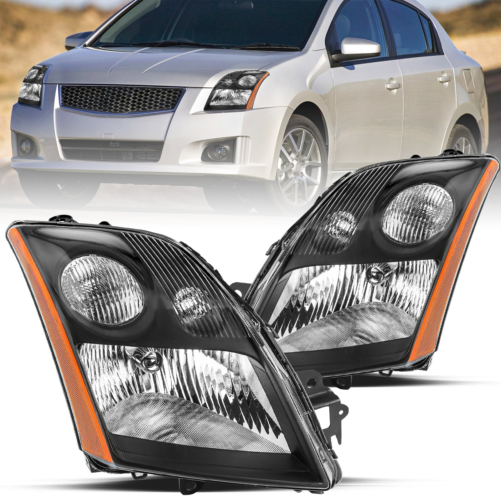 VehicleAid Headlights For 2007-2009 Nissan Sentra