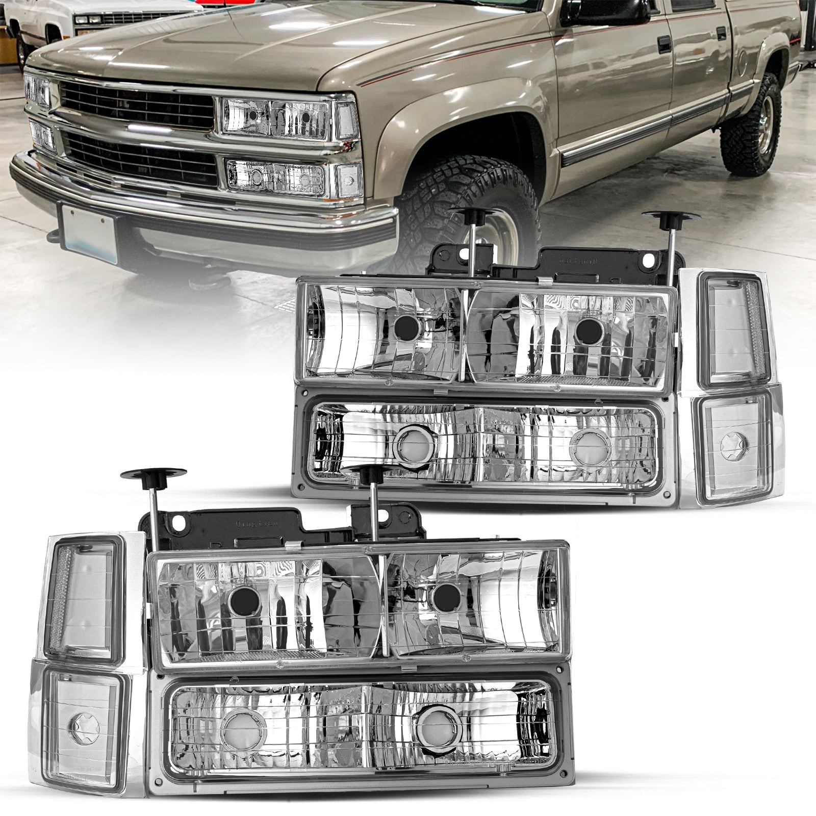 VehicleAid Headlights For 1994-1999 Chevy C/K 1500 2500 Suburban