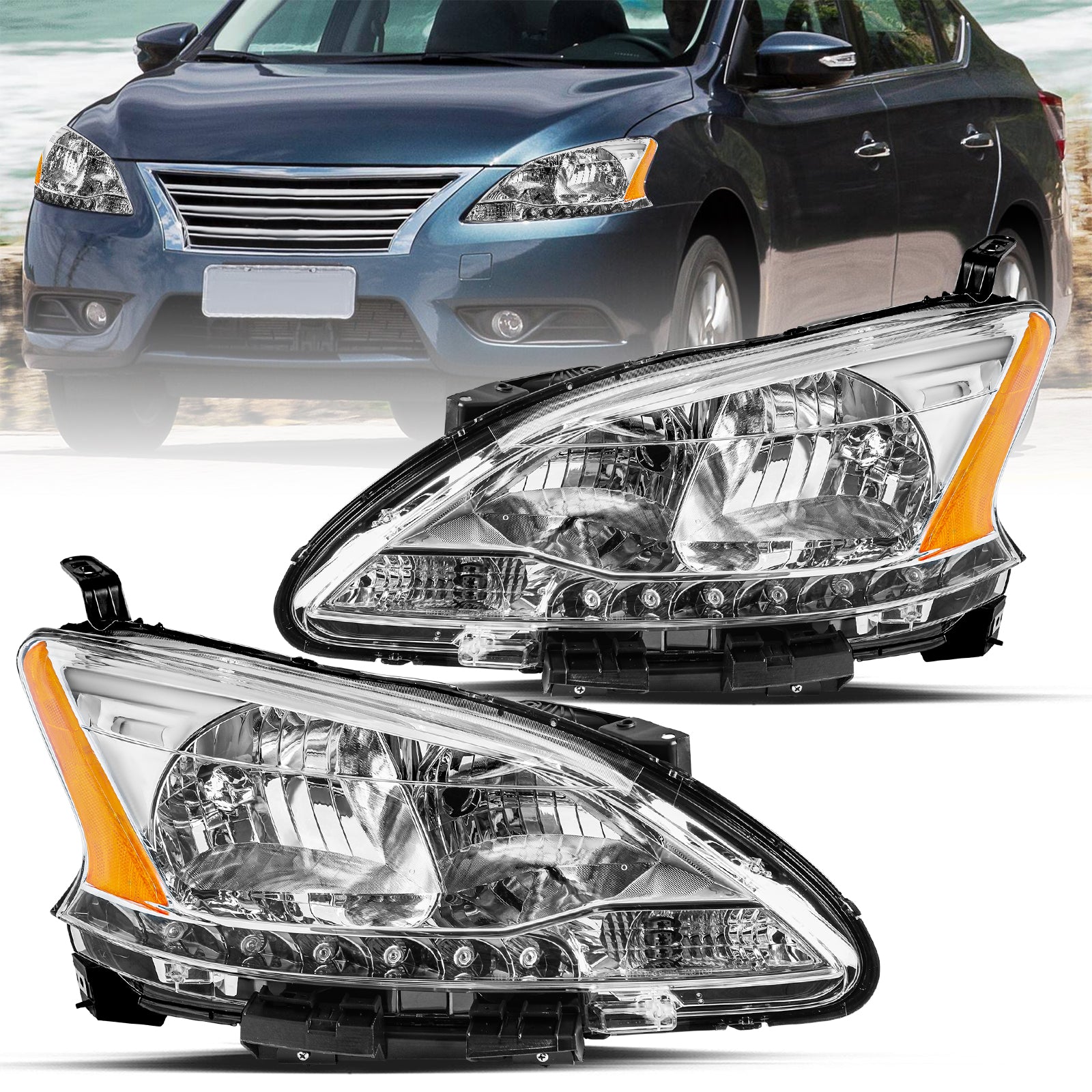 VehicleAid Headlights For 2013-2015 Nissan Sentra