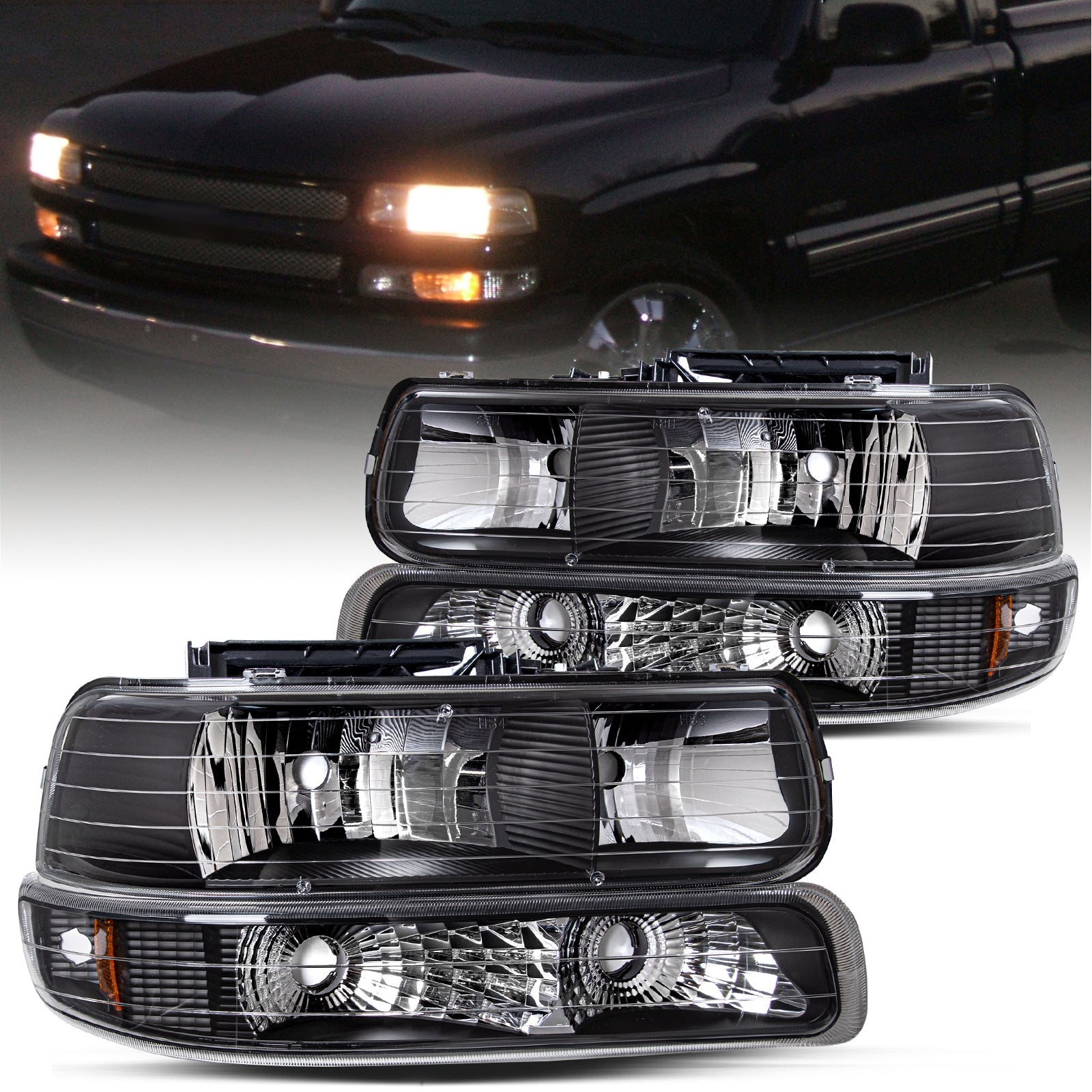 VehicleAid Headlights For 1999-2002 Chevy Silverado 2500