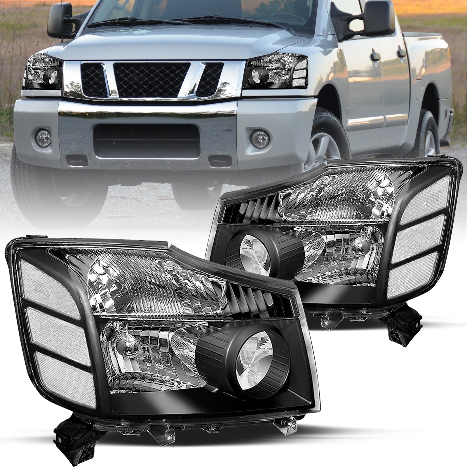 VehicleAid Headlights For 2004-2015 Nissan Titan