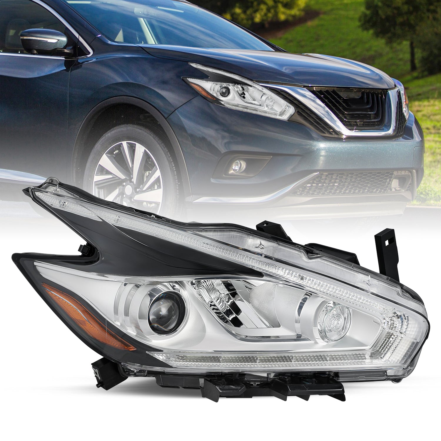 VehicleAid Headlights LED Model For 2015-2018 Nissan Murano