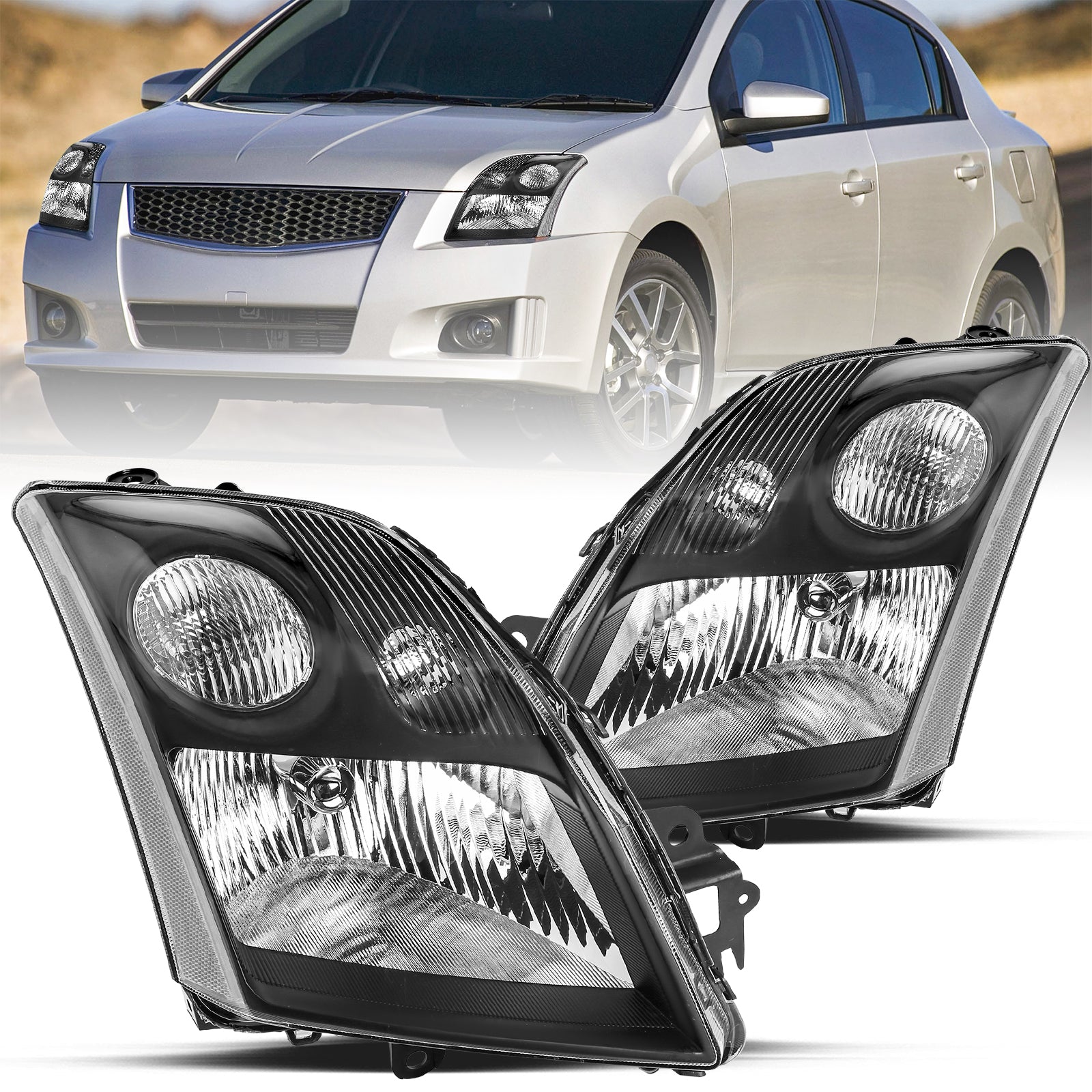 VehicleAid Headlights For 2007-2009 Nissan Sentra