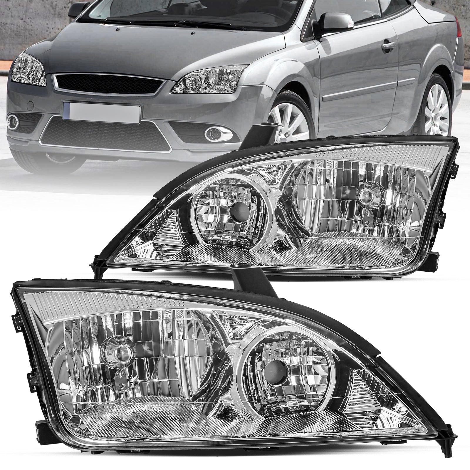 VehicleAid Headlights For 2005-2007 Ford Focus