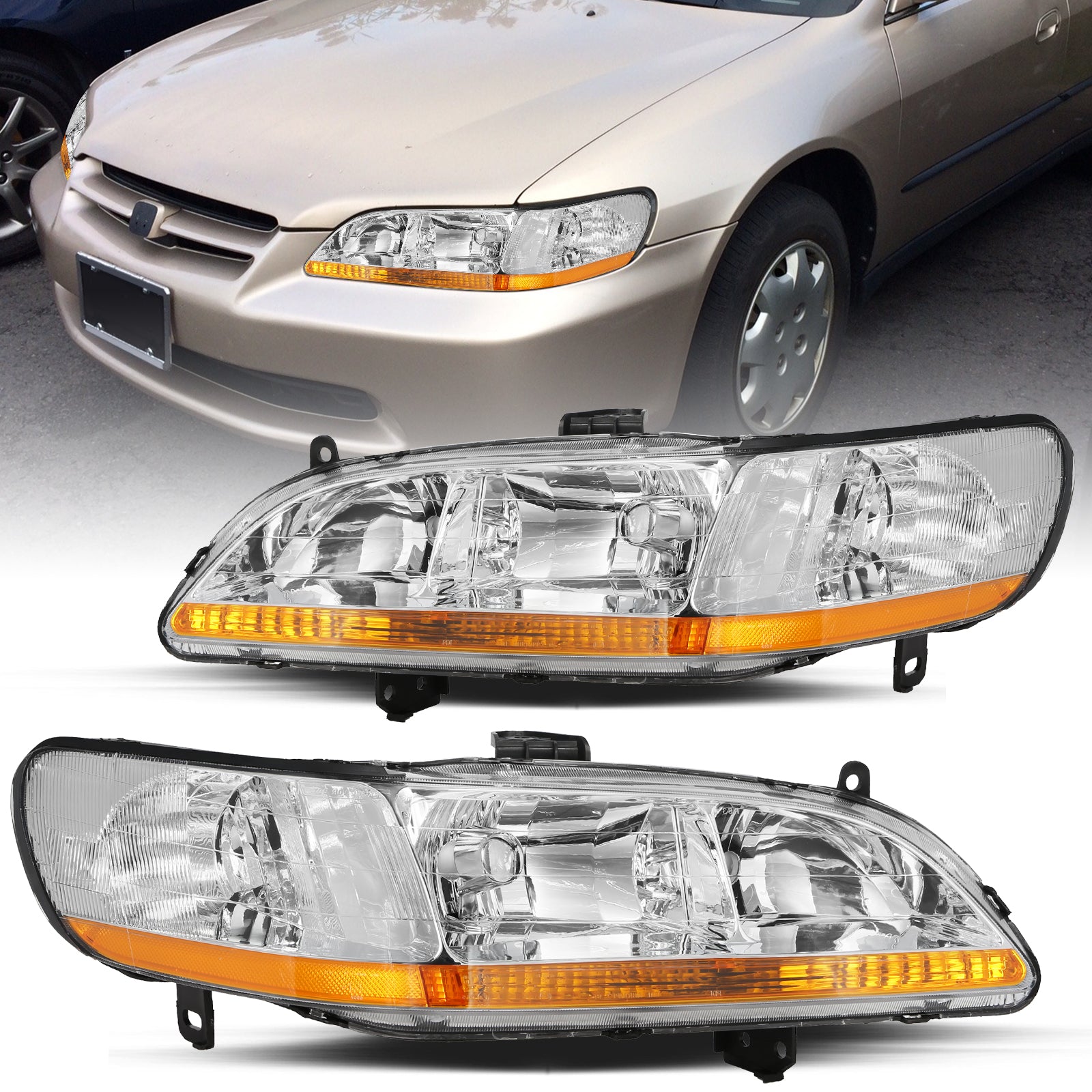 VehicleAid Headlights For 1998-2002 Honda Accord