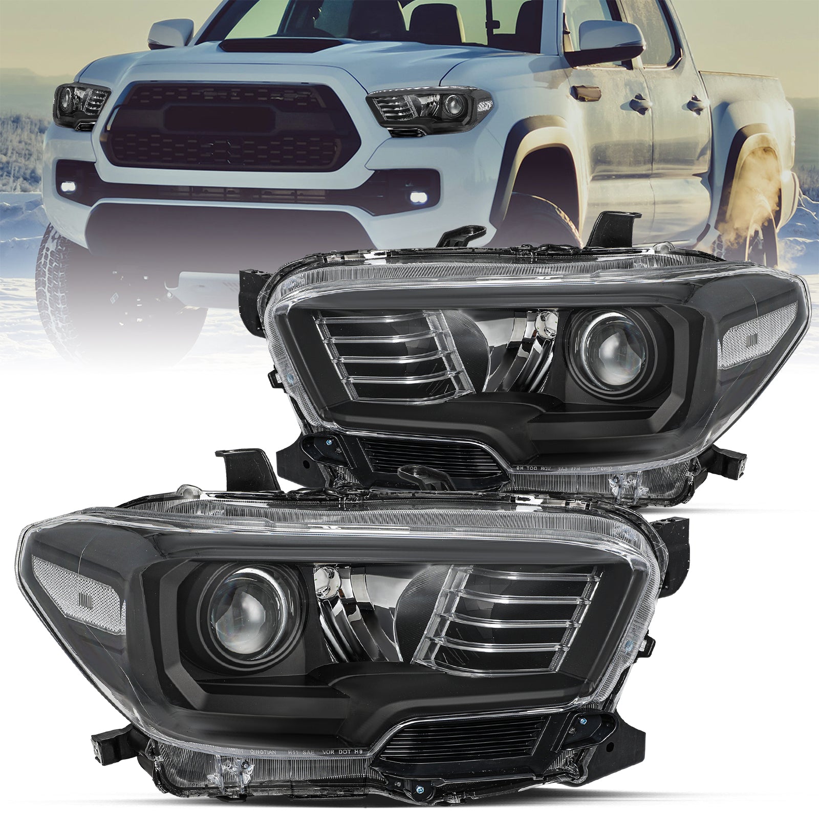 VehicleAid Headlights For 2016-2018 Toyota Tacoma