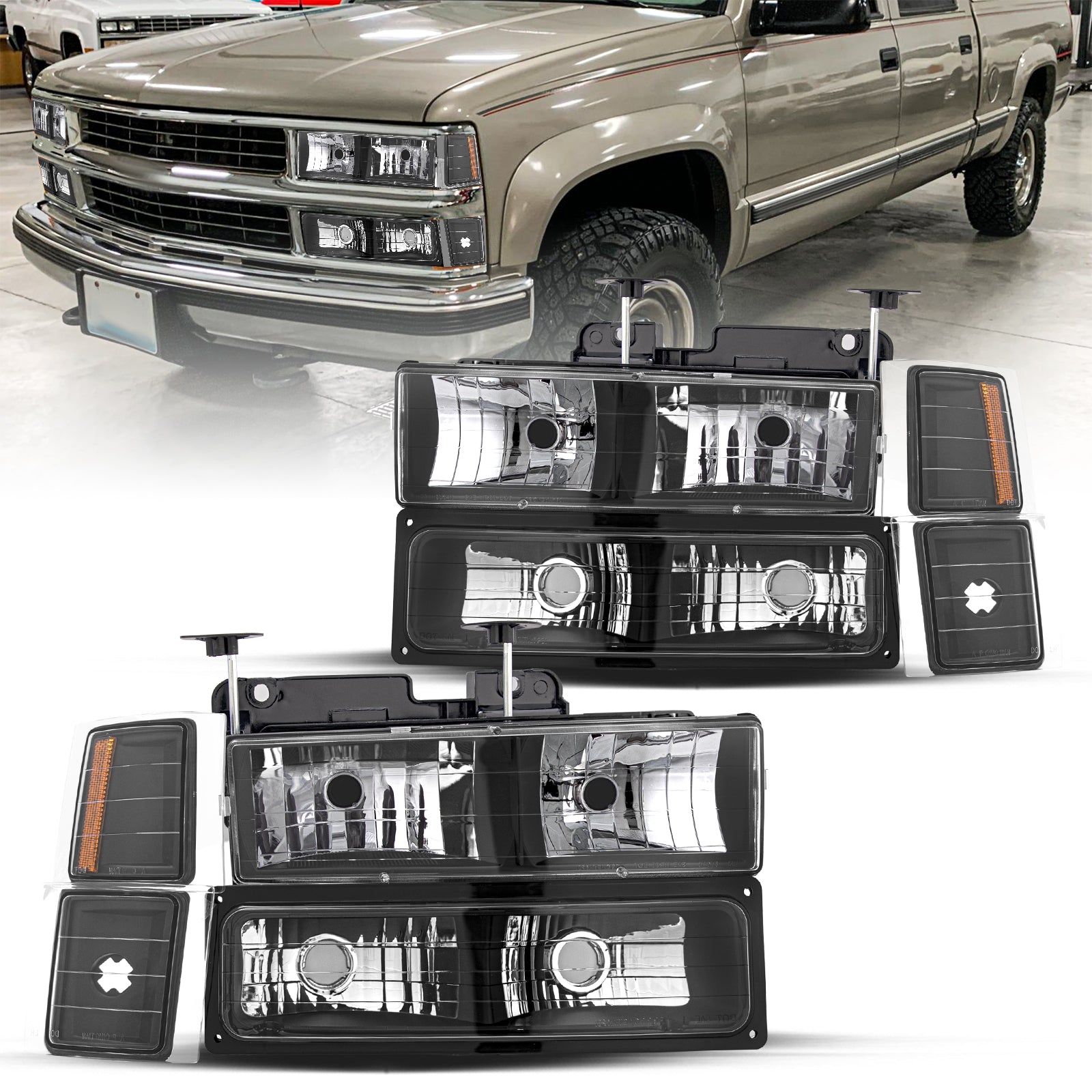 VehicleAid Headlights For 1994-1999 Chevy C/K 1500 2500 Suburban