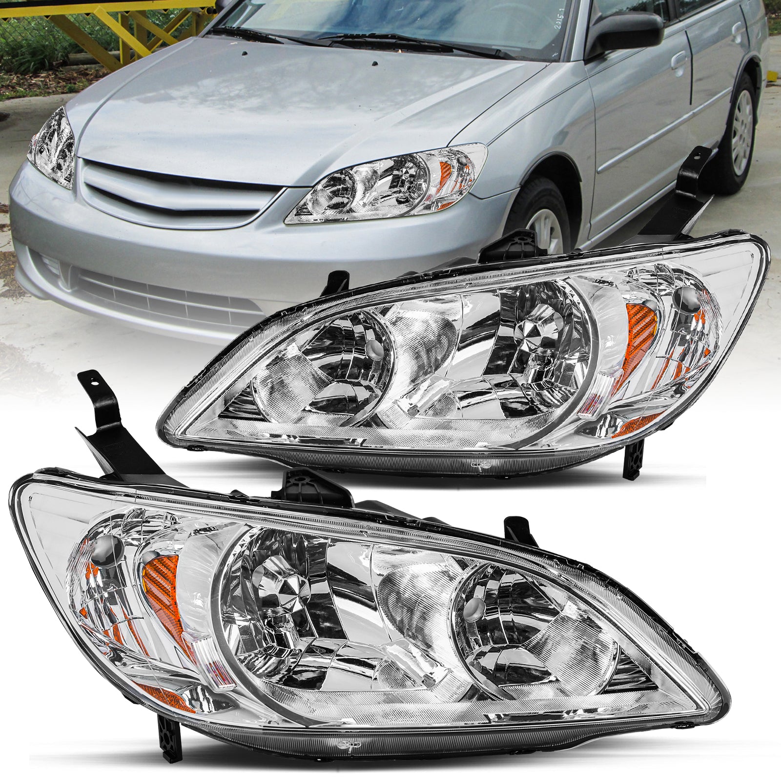 VehicleAid Headlights For 2004-2005 Honda Civic