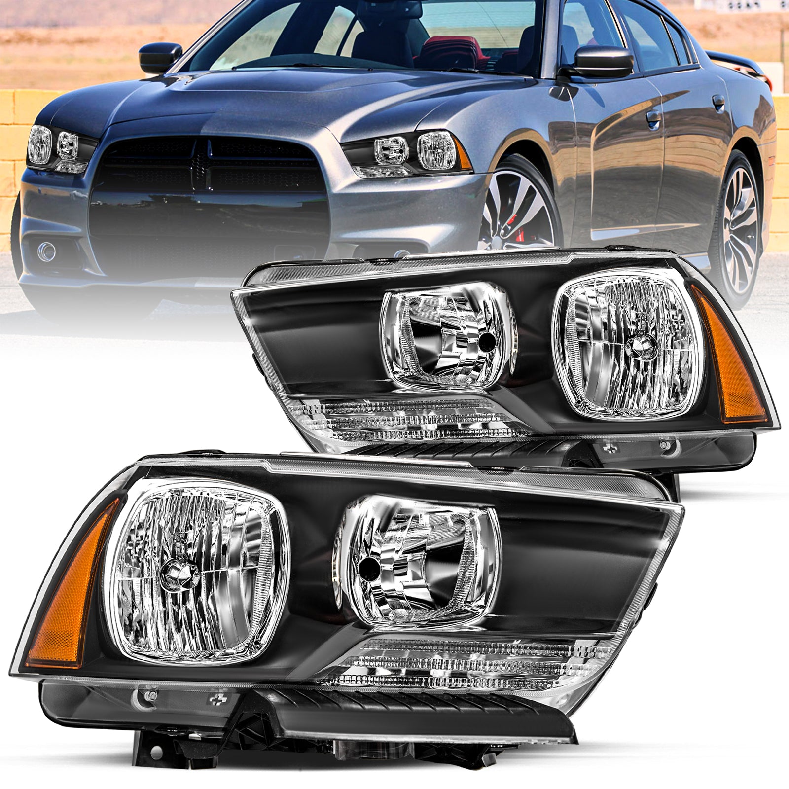 VehicleAid Headlights For 2011-2014 Dodge Charger