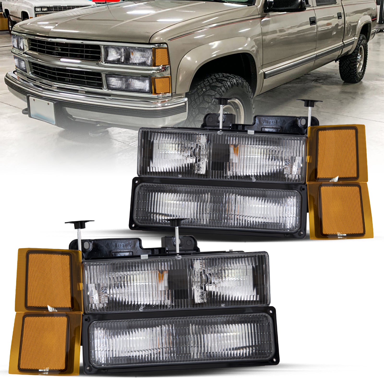 VehicleAid Headlights For 1994-1999 Chevy C/K 1500 2500 Suburban