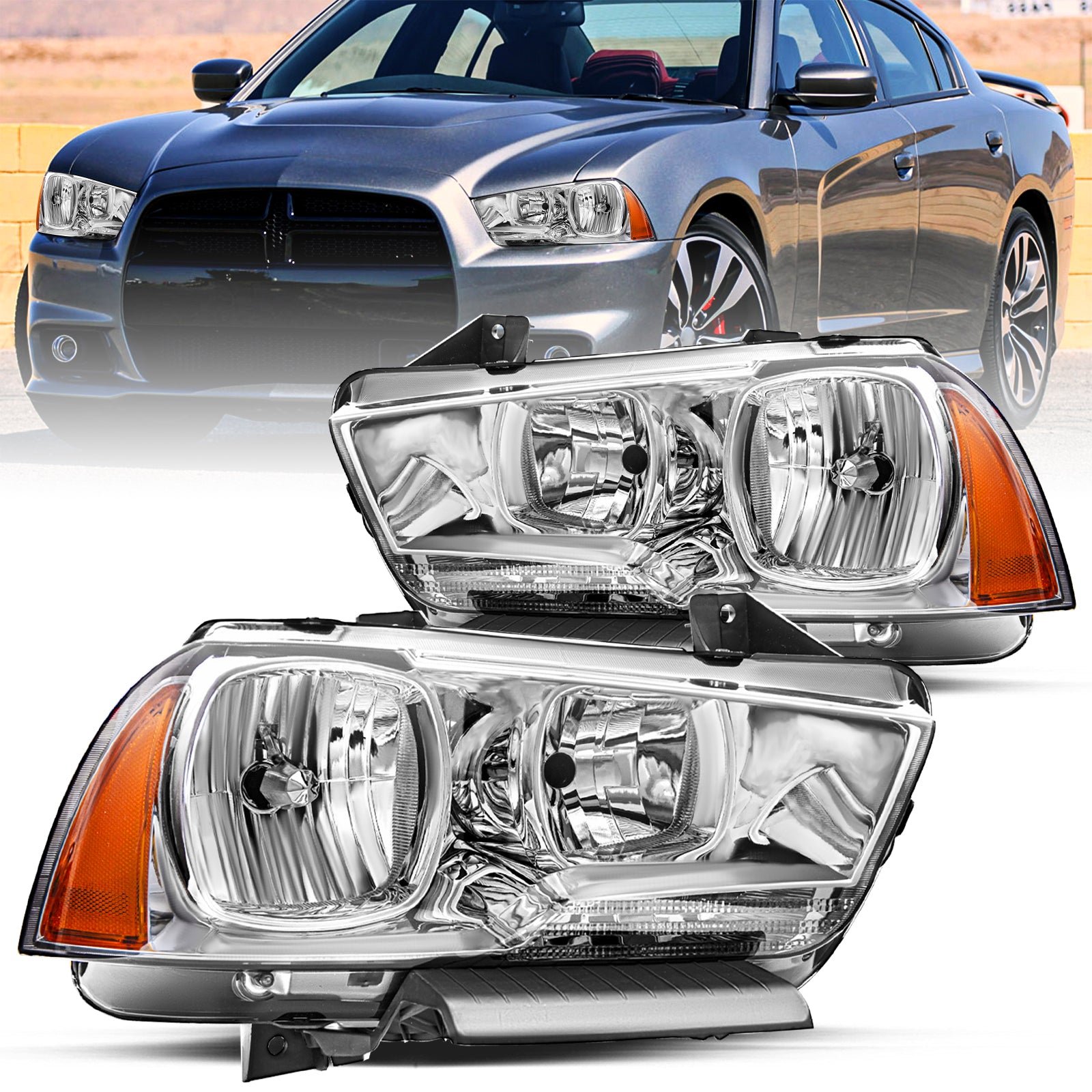 VehicleAid Headlights For 2011-2014 Dodge Charger