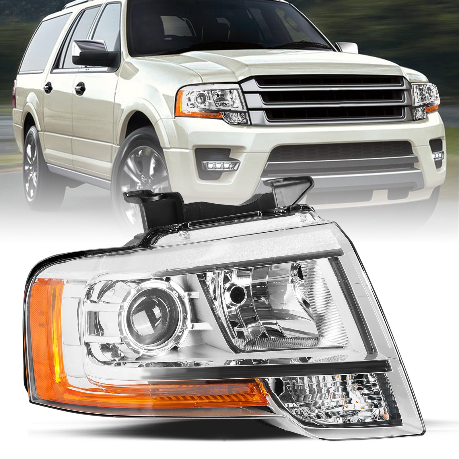 VehicleAid Halogen Projector Model Headlights For 2015-2017 Ford Expedition