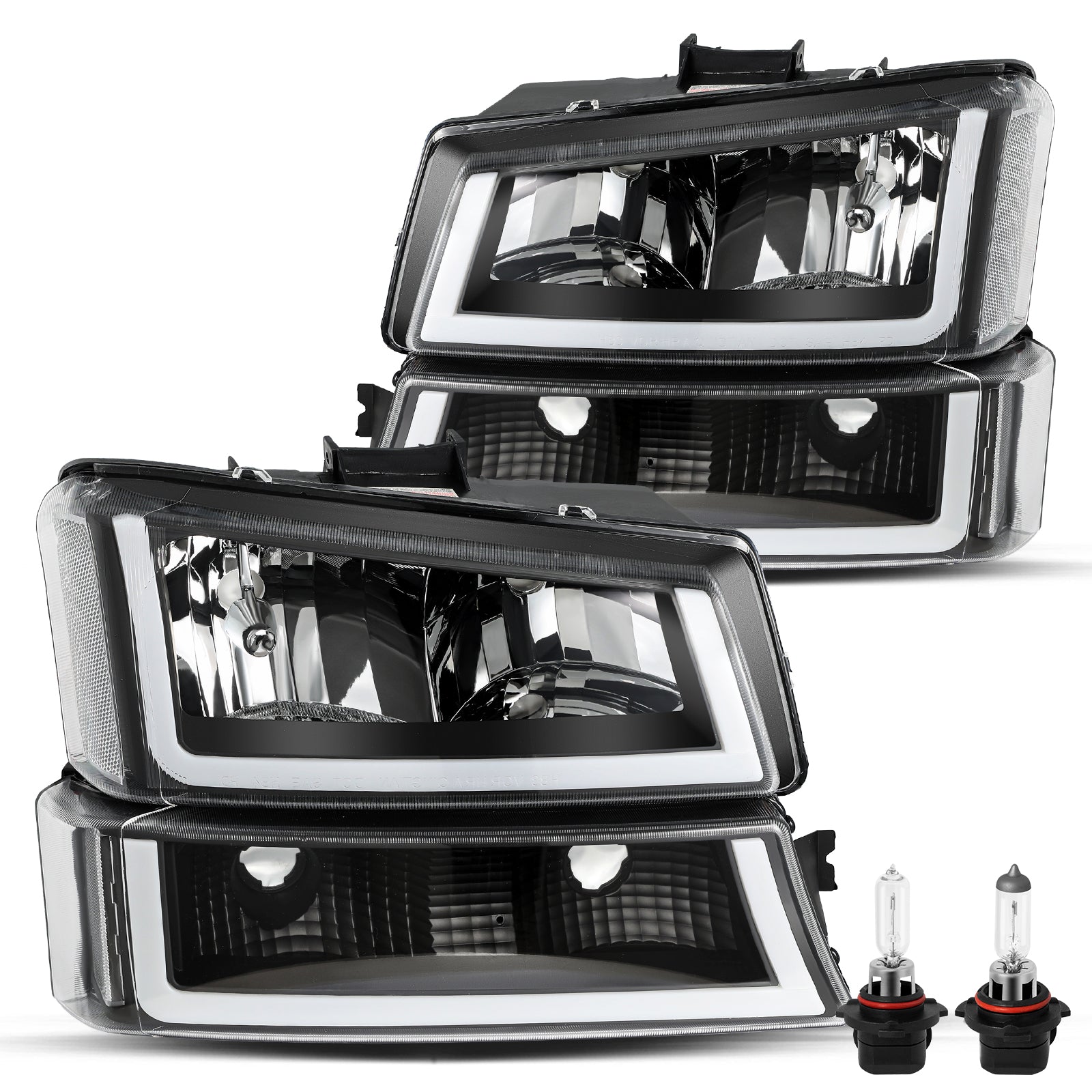 VehicleAid Headlights With U LED DRL For 2003-2006 Chevy Silverado /Avalanche