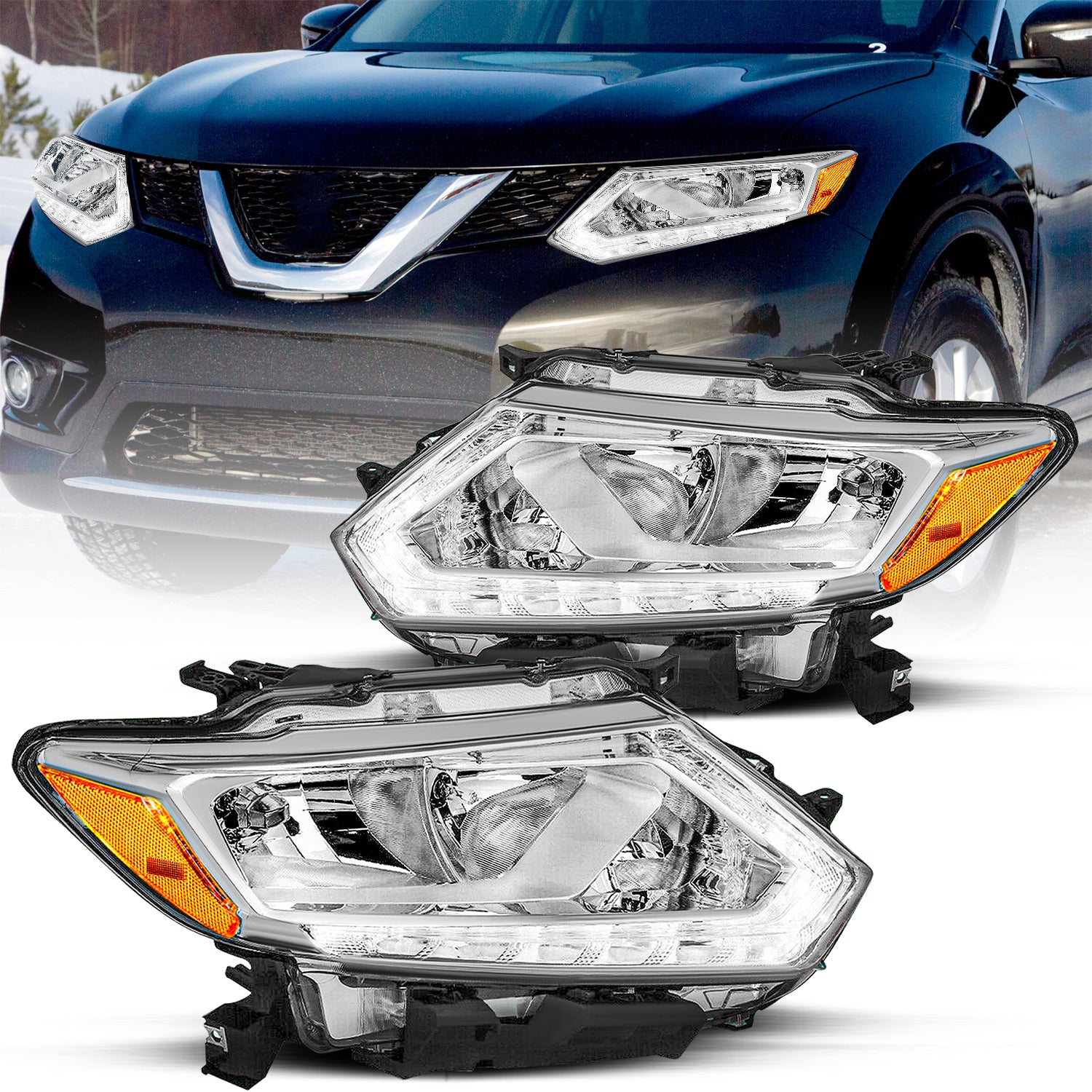 VehicleAid Headlights For 2014-2016 Nissan Rogue