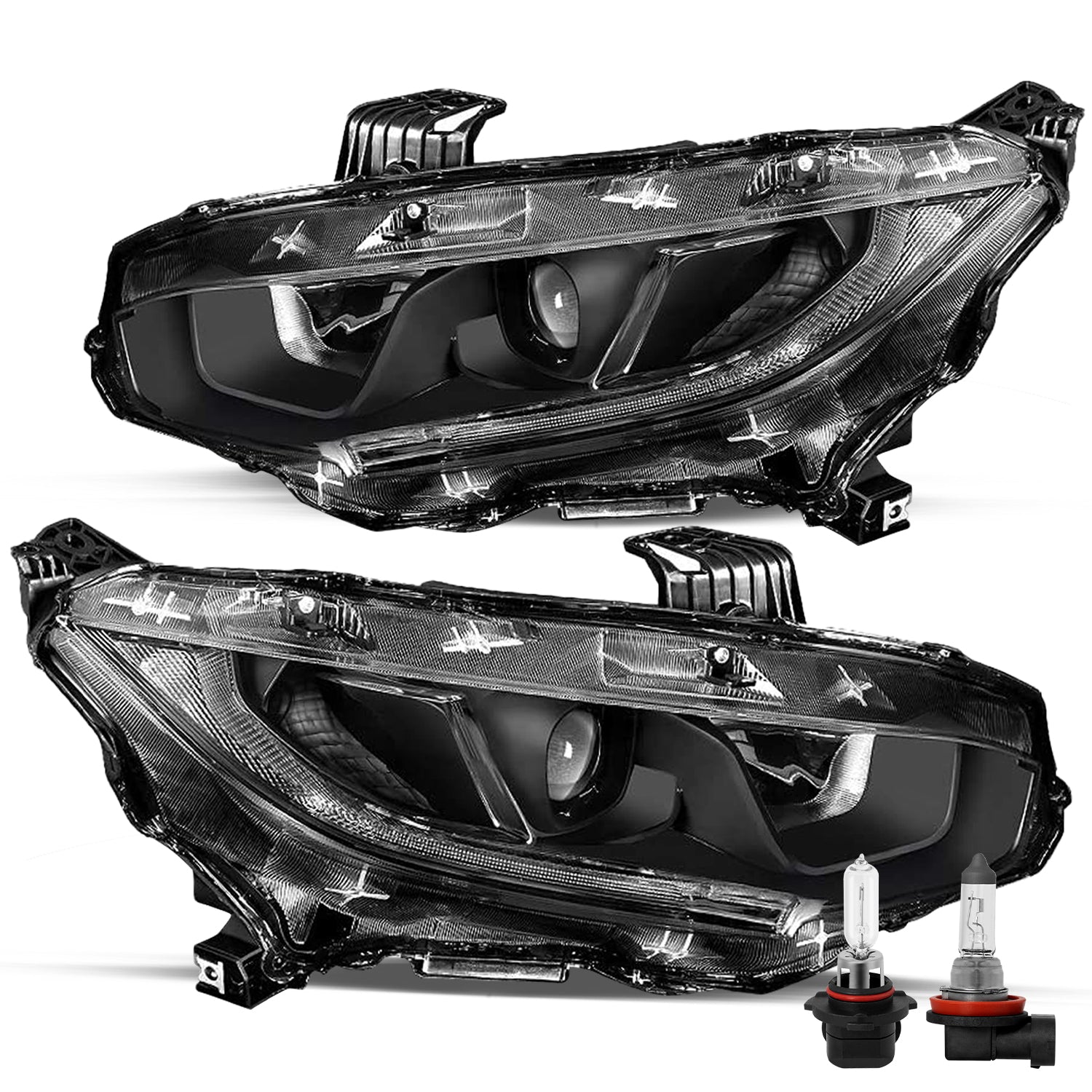 VehicleAid Headlights For 2016-2021 Honda Civic