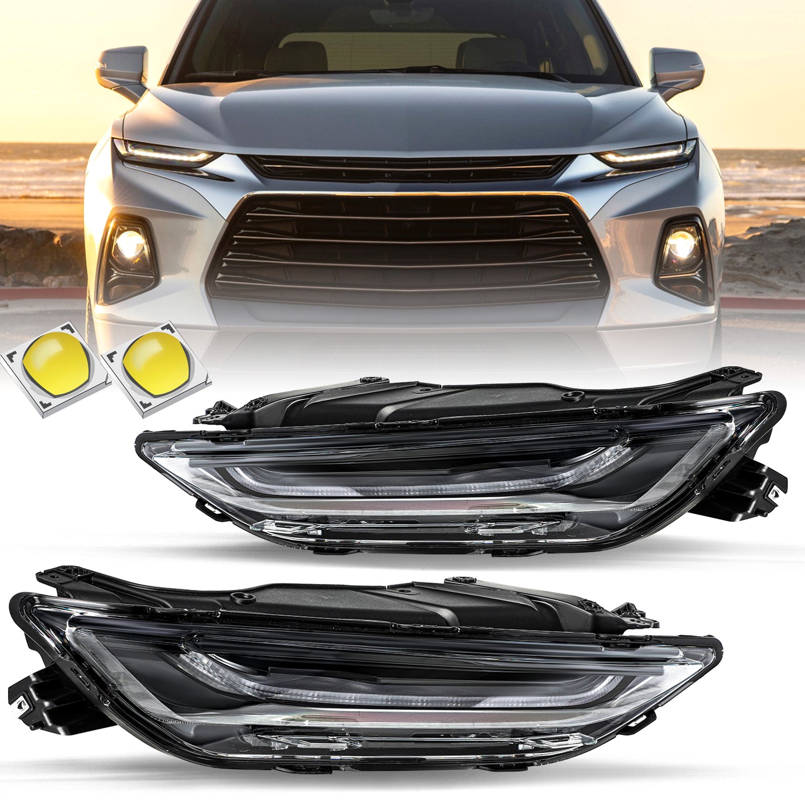 VehicleAid Headlights For 2019-2022 Chevy Blazer Led DRL Model