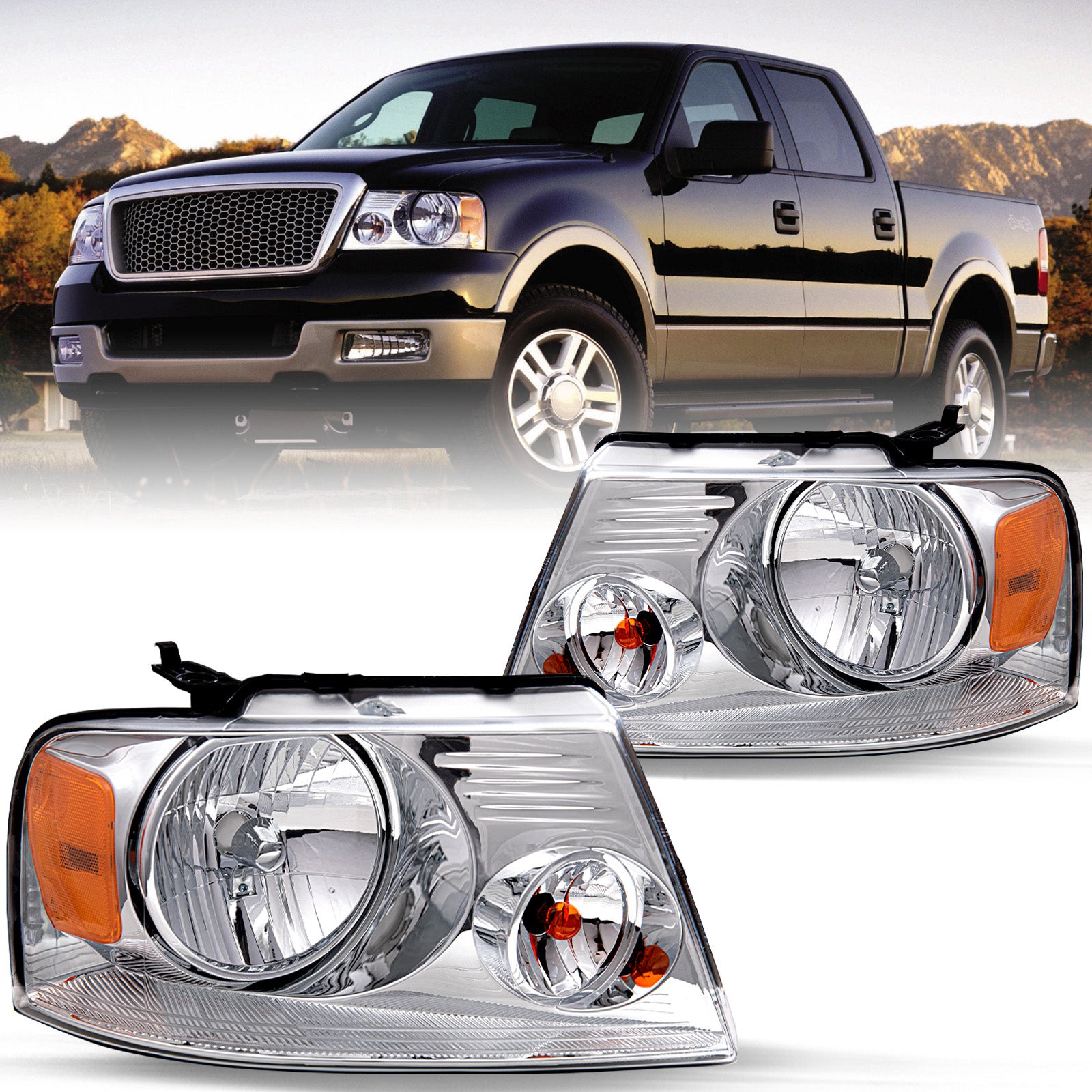 VehicleAid Headlights For 2004-2008 Ford F150 Pickup