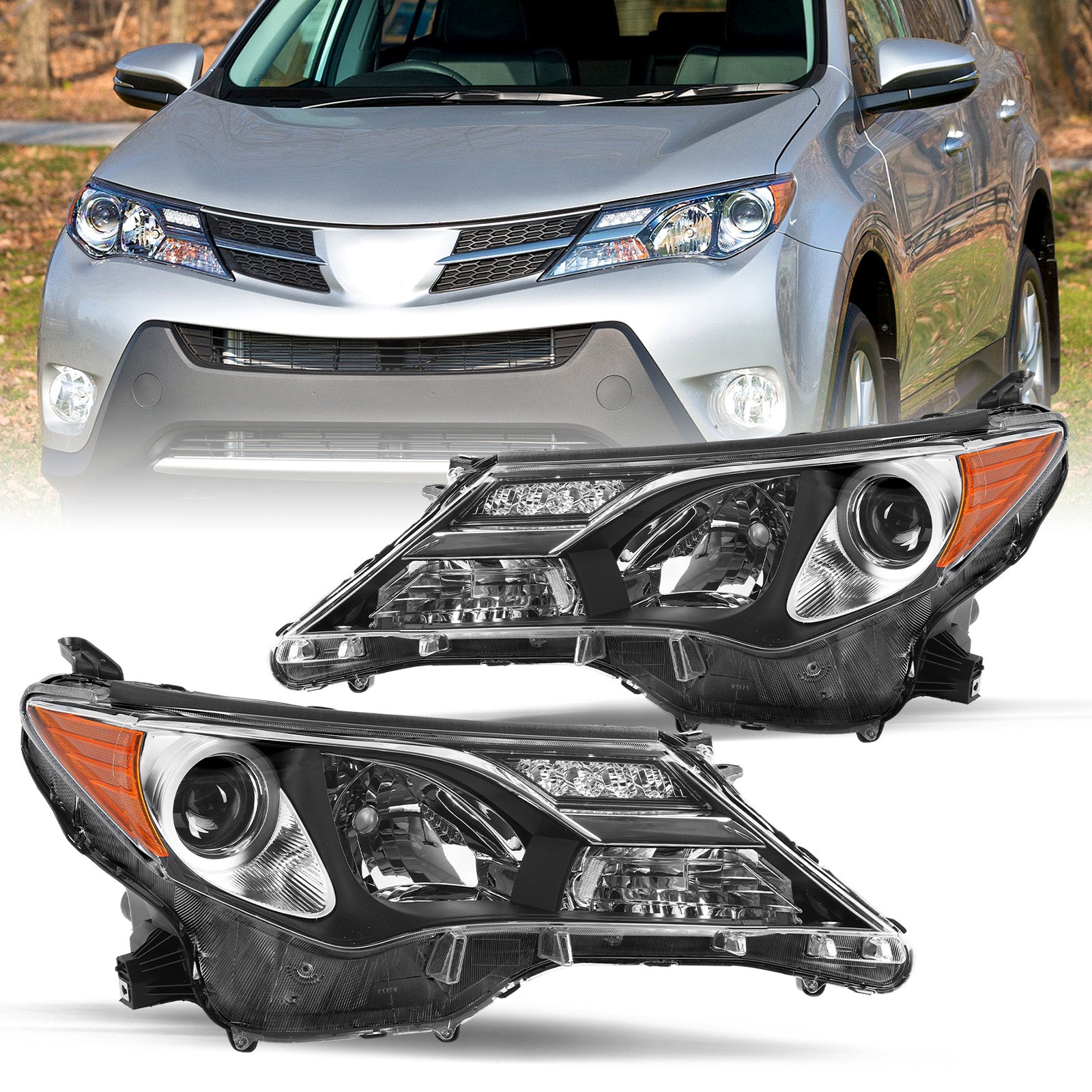 VehicleAid Headlights For 2013-2015 Toyota Rav4