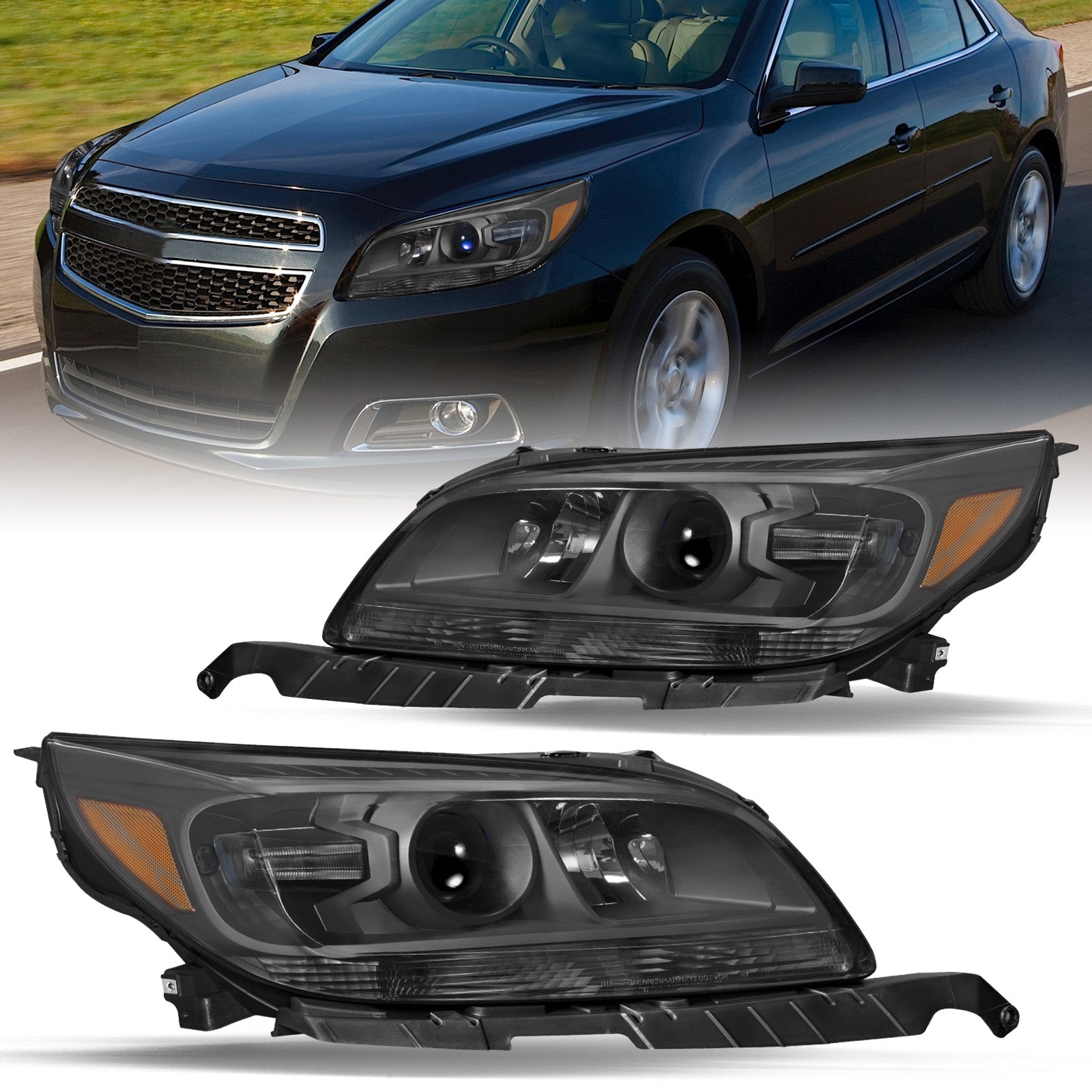 VehicleAid Headlights For 2016 Chevy Malibu Limited