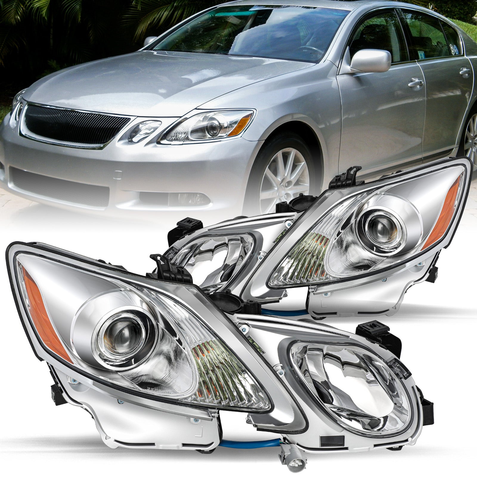 VehicleAid Headlights For 2006-2011 Lexus GS300 GS350 GS430 GS450h GS460