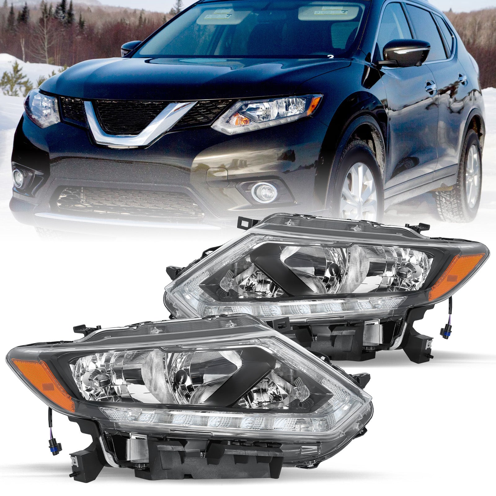 VehicleAid Headlights For 2014-2016 Nissan Rogue