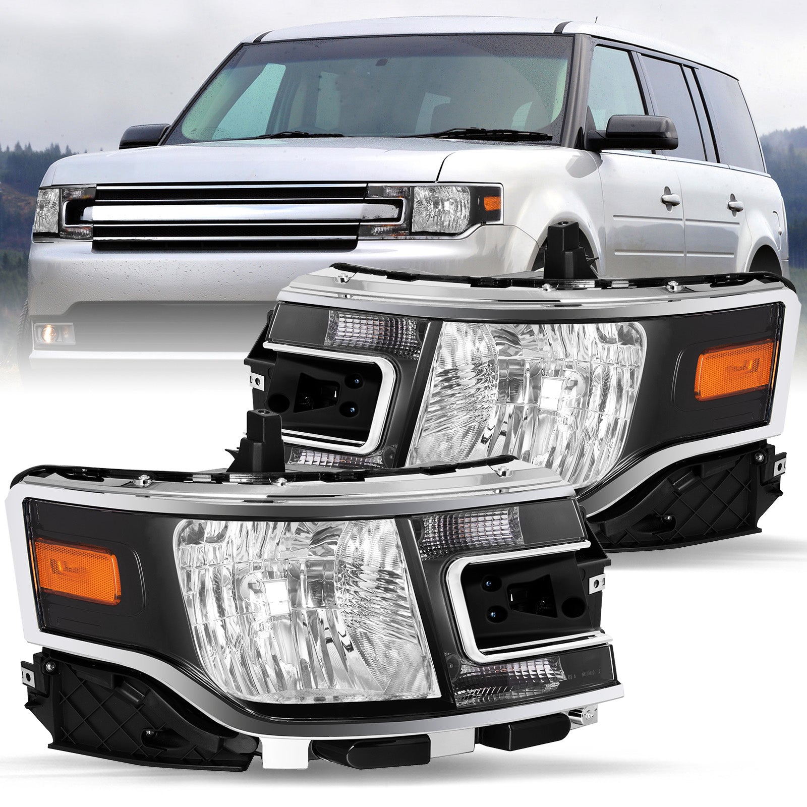 VehicleAid Headlights For 2013-2019 Ford Flex