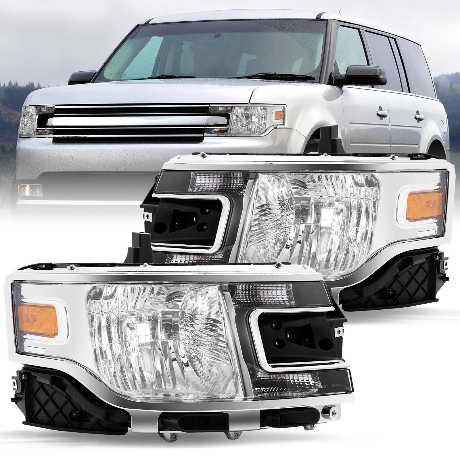 VehicleAid Headlights For 2013-2019 Ford Flex