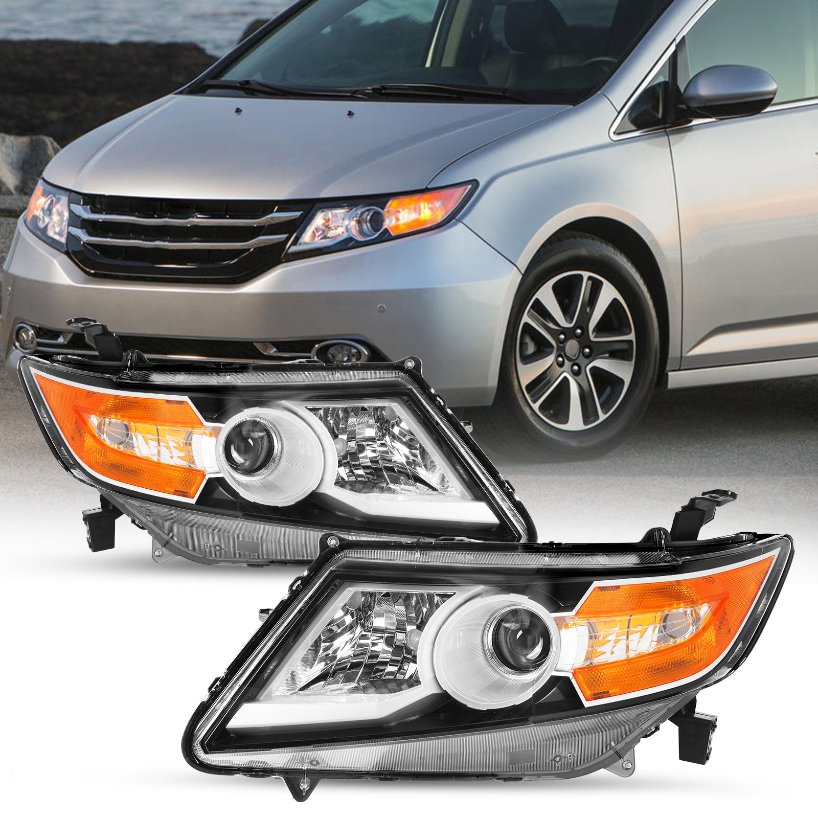 VehicleAid Headlights For 2011-2017 Honda Odyssey [Halogen Type]