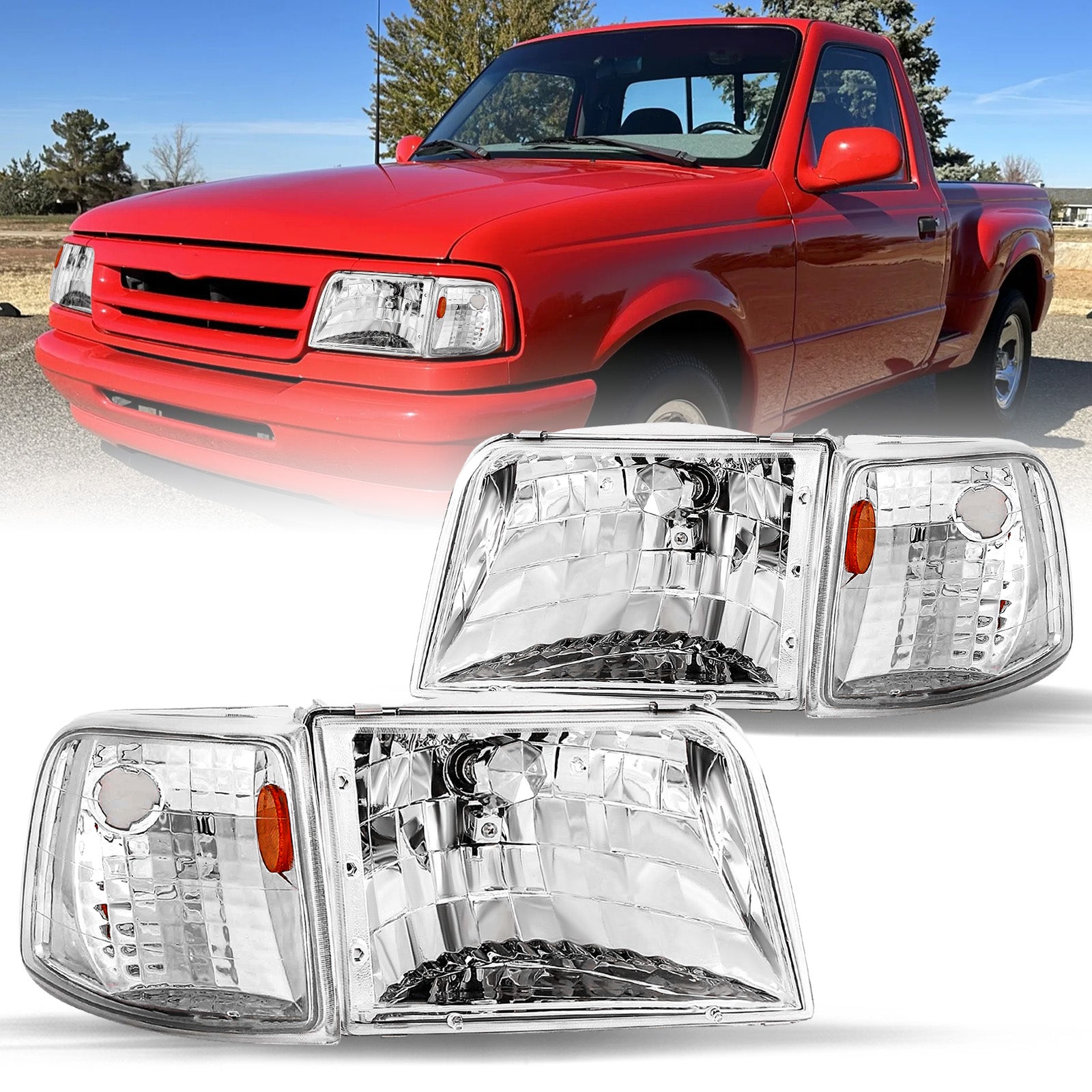 VehicleAid Headlights For 1993-1997 Ford Ranger