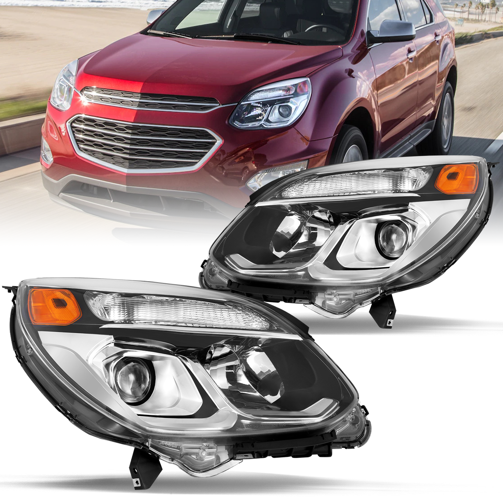 VehicleAid Headlights For 2016-2017 Chevy Equinox