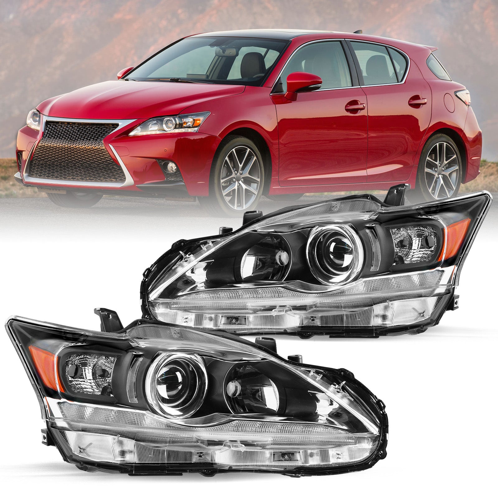 VehicleAid Headlights For 2011-2017 Lexus CT200h