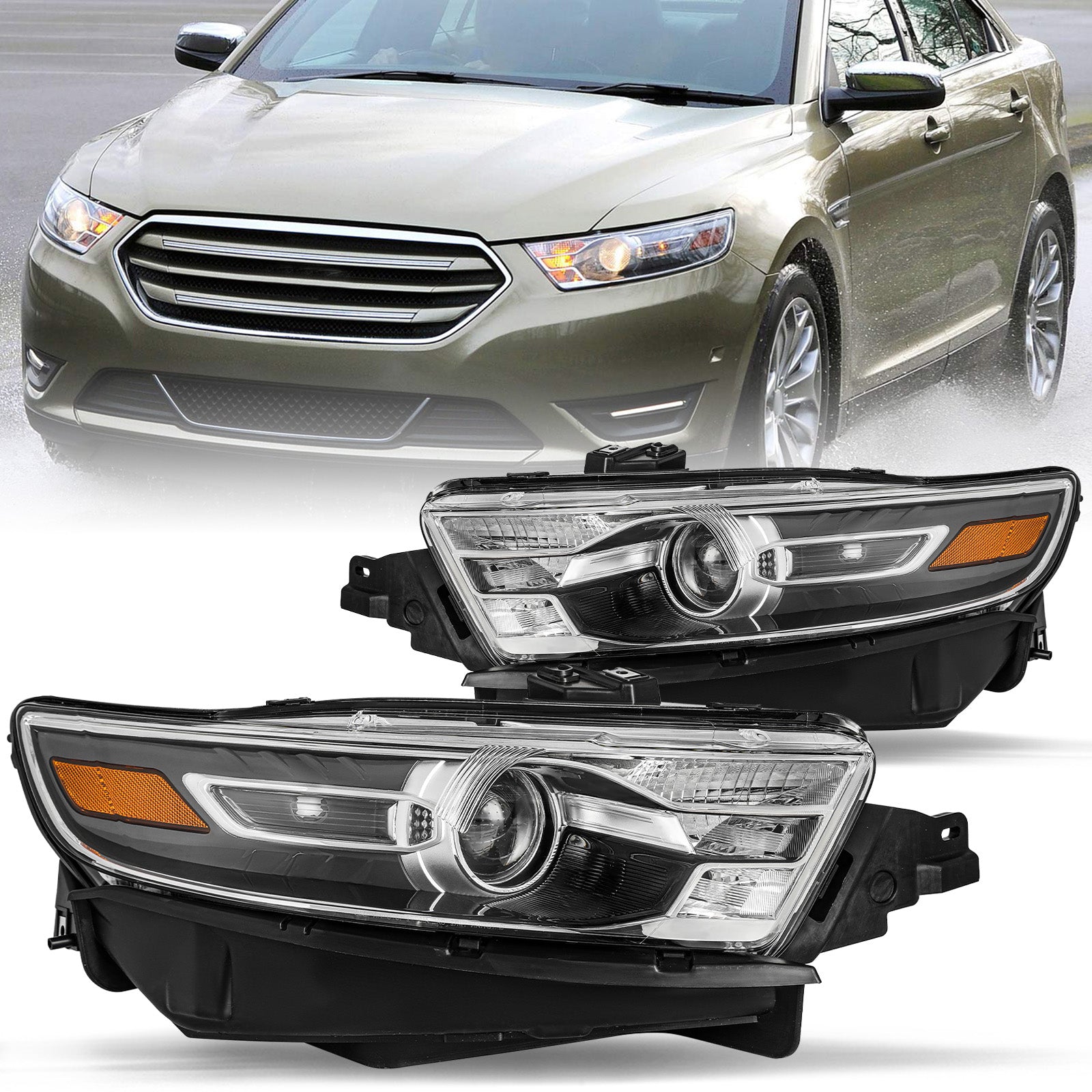 VehicleAid Headlights For 2013-2019 Ford Taurus