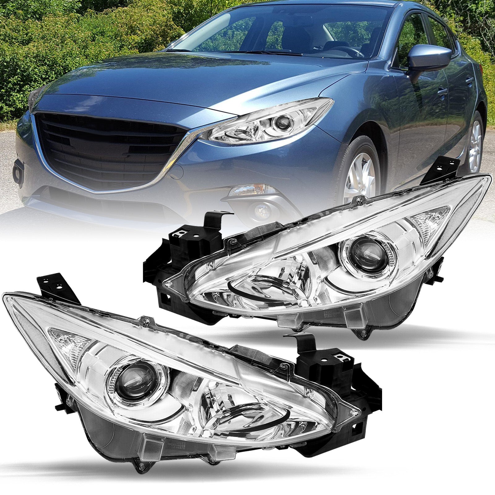 VehicleAid Headlights For 2014-2016 Mazda 3