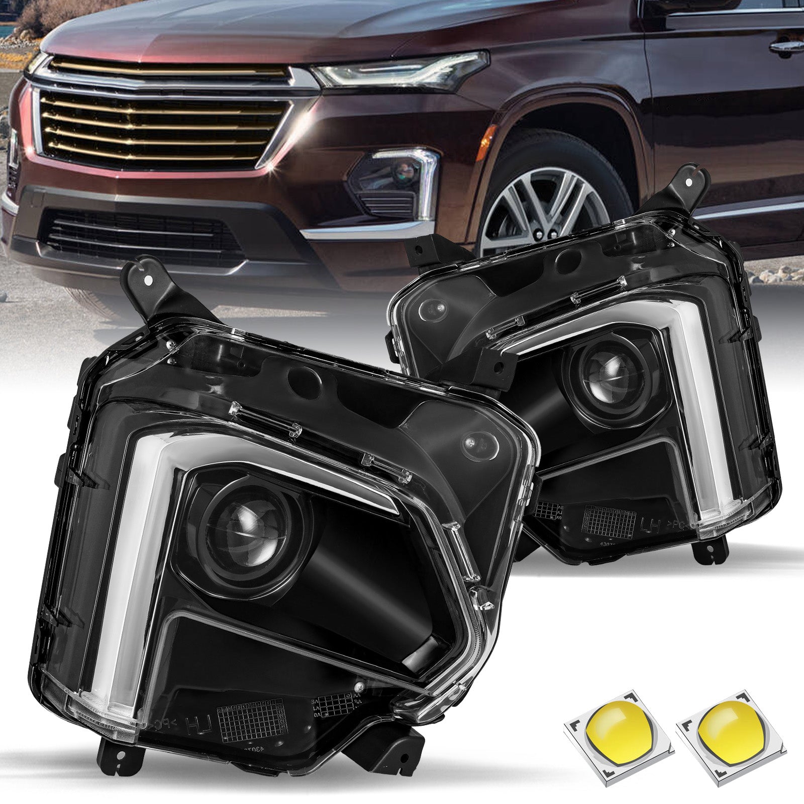 VehicleAid Headlights For 2022-2023 Chevy Traverse