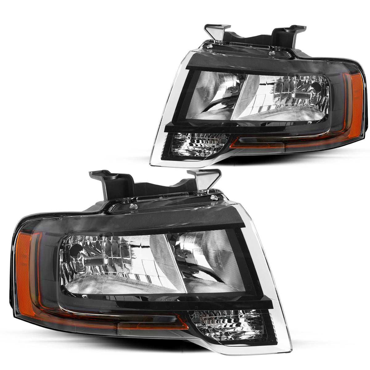 VehicleAid Headlights For 2015-2017 Ford Expedition Black