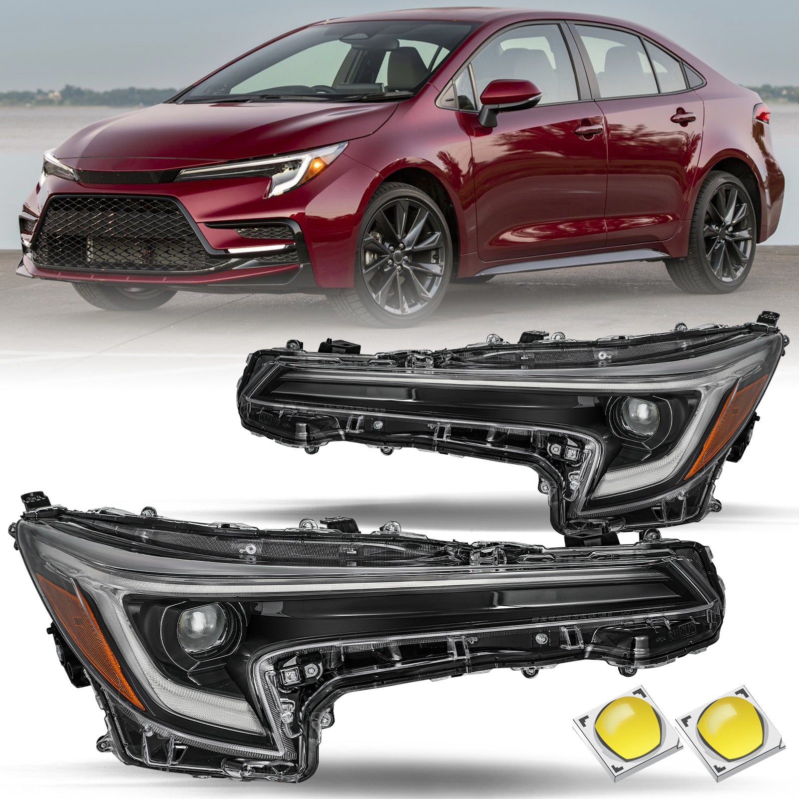 VehicleAid Headlights For 2023-2024 Toyota Corolla