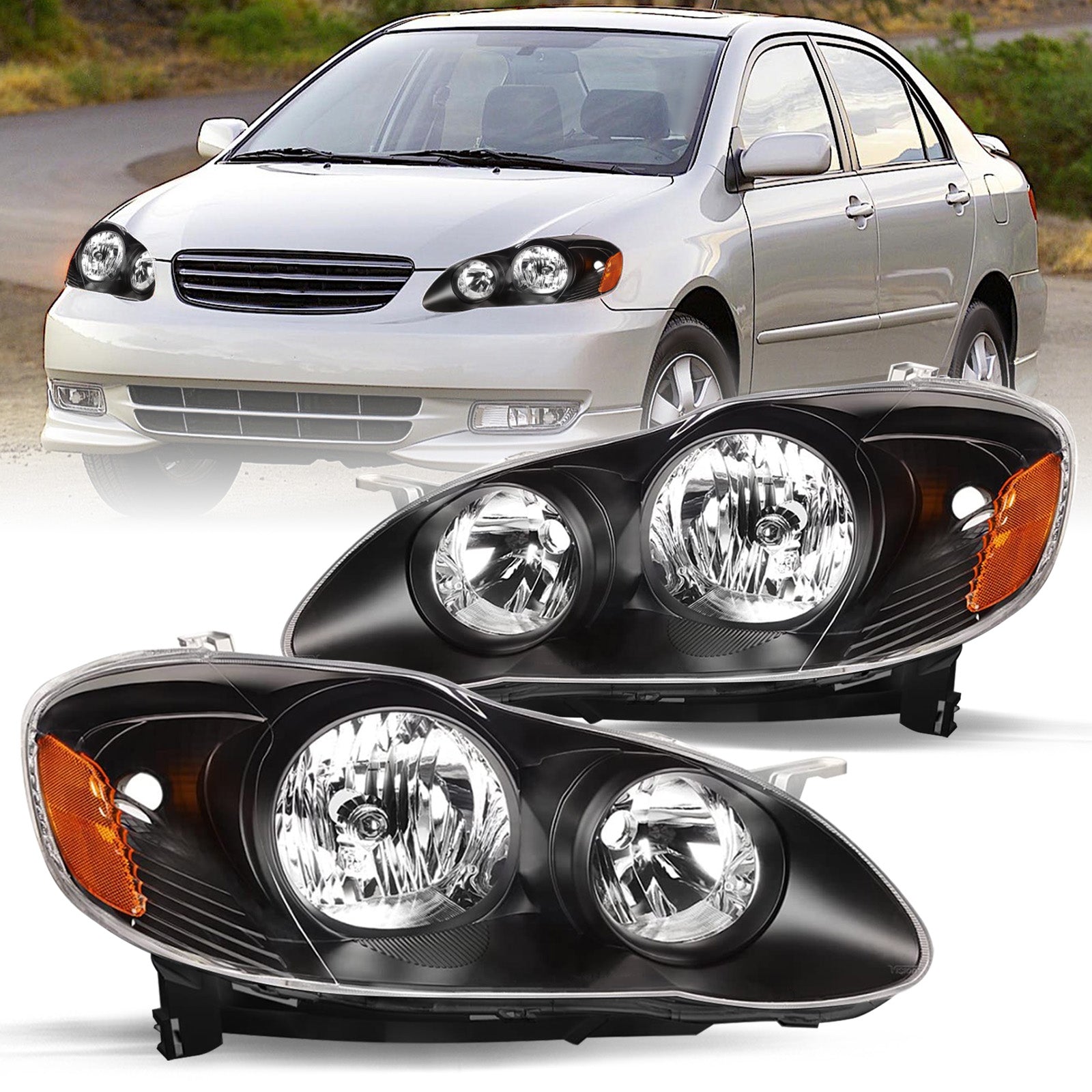 VehicleAid Headlights For 2003-2008 Toyota Corolla